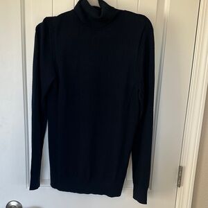 Men's dark navy turtleneck 100% merino wool Sweater